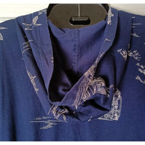 Lands End Dress Cover Up Sz Medium Hooded Drawstring Pockets Full Zip  Nautical - Picture 4 of 10